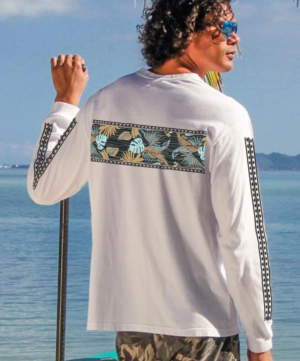 Aloha Flora Band - White Long Sleeve Crewneck T-Shirt 2 Aloha Flora Band - White Long Sleeve Crewneck T-Shirt - Image 2