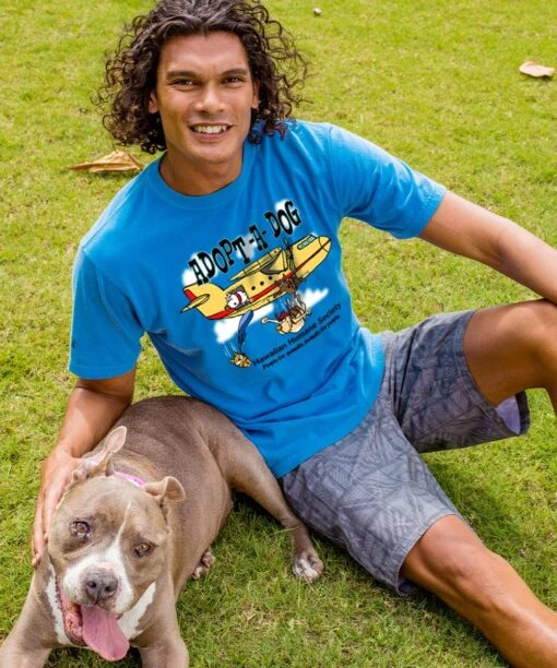 Hawaiian Humane Society Sky Dive - Blue Hawaii Dyed Short Sleeve Crewneck T-Shirt -Freedom Style Shop 095e1b58 e55d 4761 a77d e8709c70596e