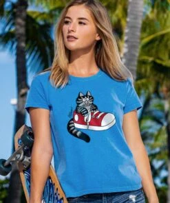 B. Kliban Cat In Sneaker - Blue Hawaii Dyed Short Sleeve Crewneck T-Shirt