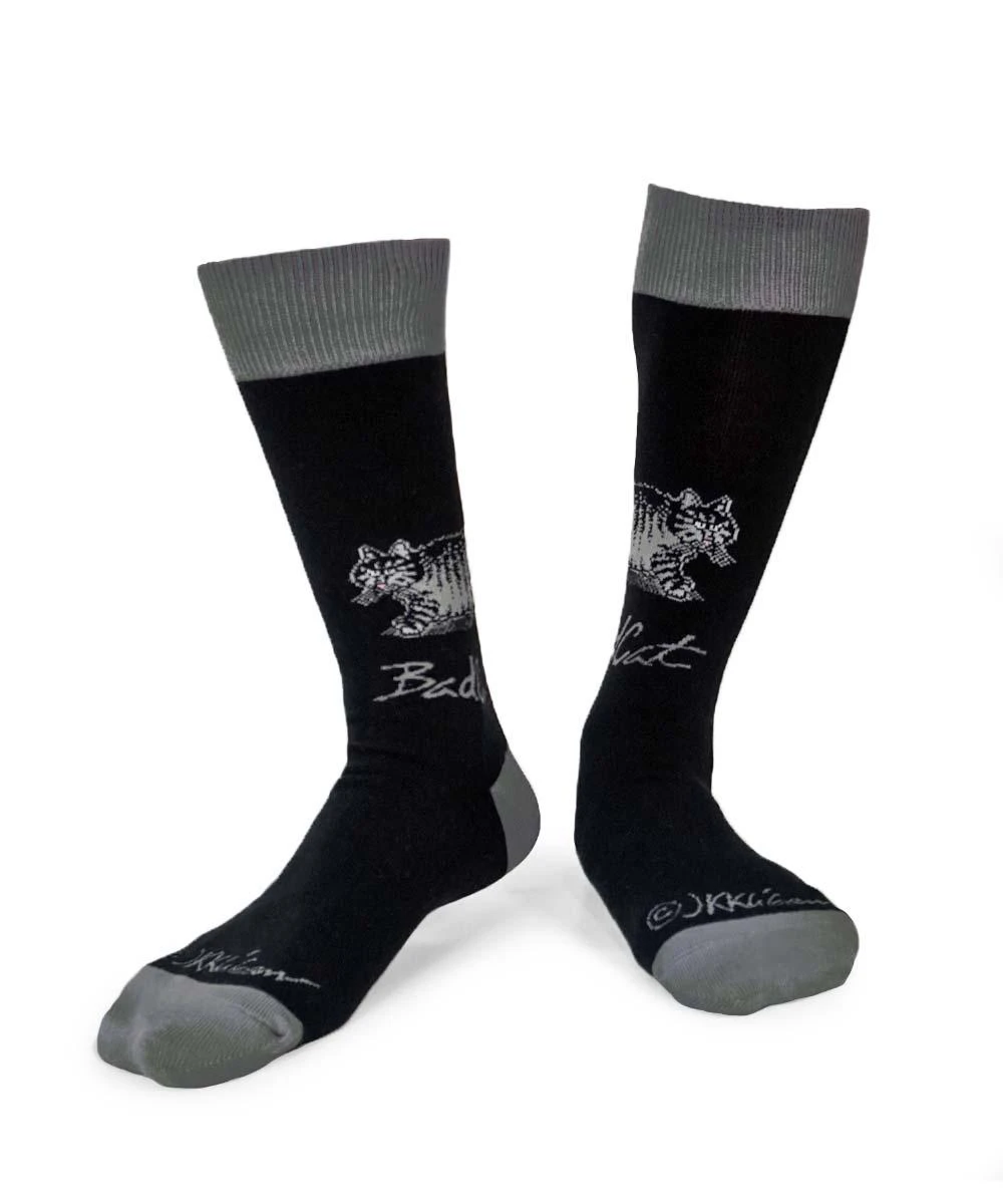 B. Kliban Bad Cat - Graphic Cotton Crew Socks 2 B. Kliban Bad Cat - Graphic Cotton Crew Socks - Image 2