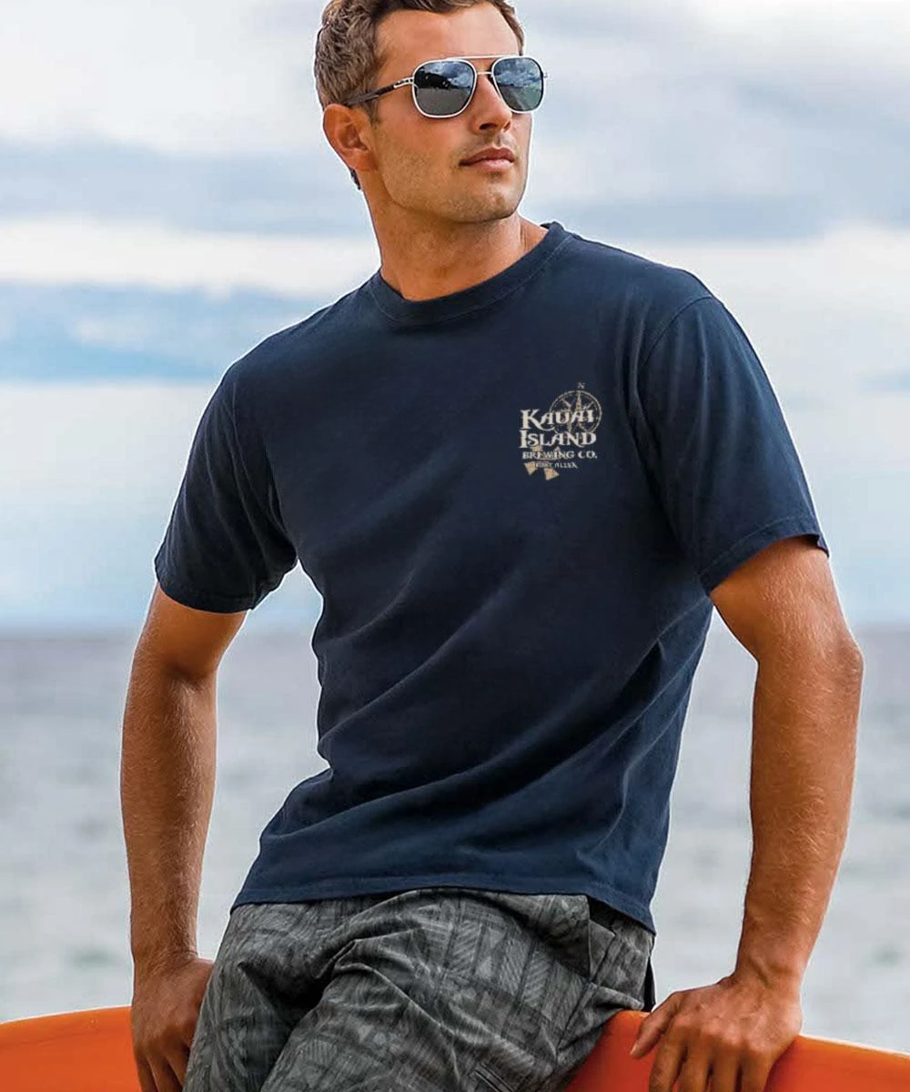 Kauai Island Brewing Co Kauai Island Label - Navy Short Sleeve Crewneck T-Shirt 2 Kauai Island Brewing Co Kauai Island Label - Navy Short Sleeve Crewneck T-Shirt - Image 2