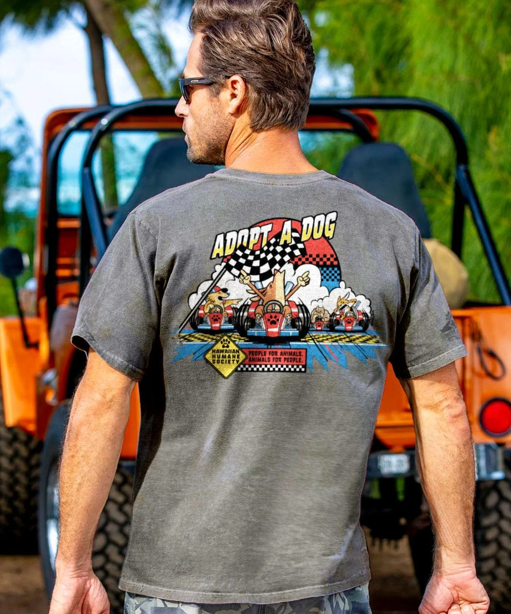 Hawaiian Humane Society Go Kart Pups - Crater Dyed® Short Sleeve Crewneck T-Shirt 2 Hawaiian Humane Society Go Kart Pups - Crater Dyed® Short Sleeve Crewneck T-Shirt - Image 2