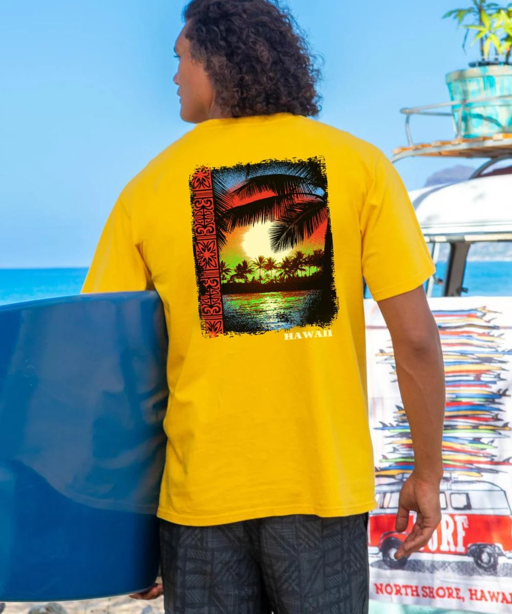 Sunset Vibes - Pineapple Dyed Short Sleeve Crewneck T-Shirt 1 Sunset Vibes - Pineapple Dyed Short Sleeve Crewneck T-Shirt