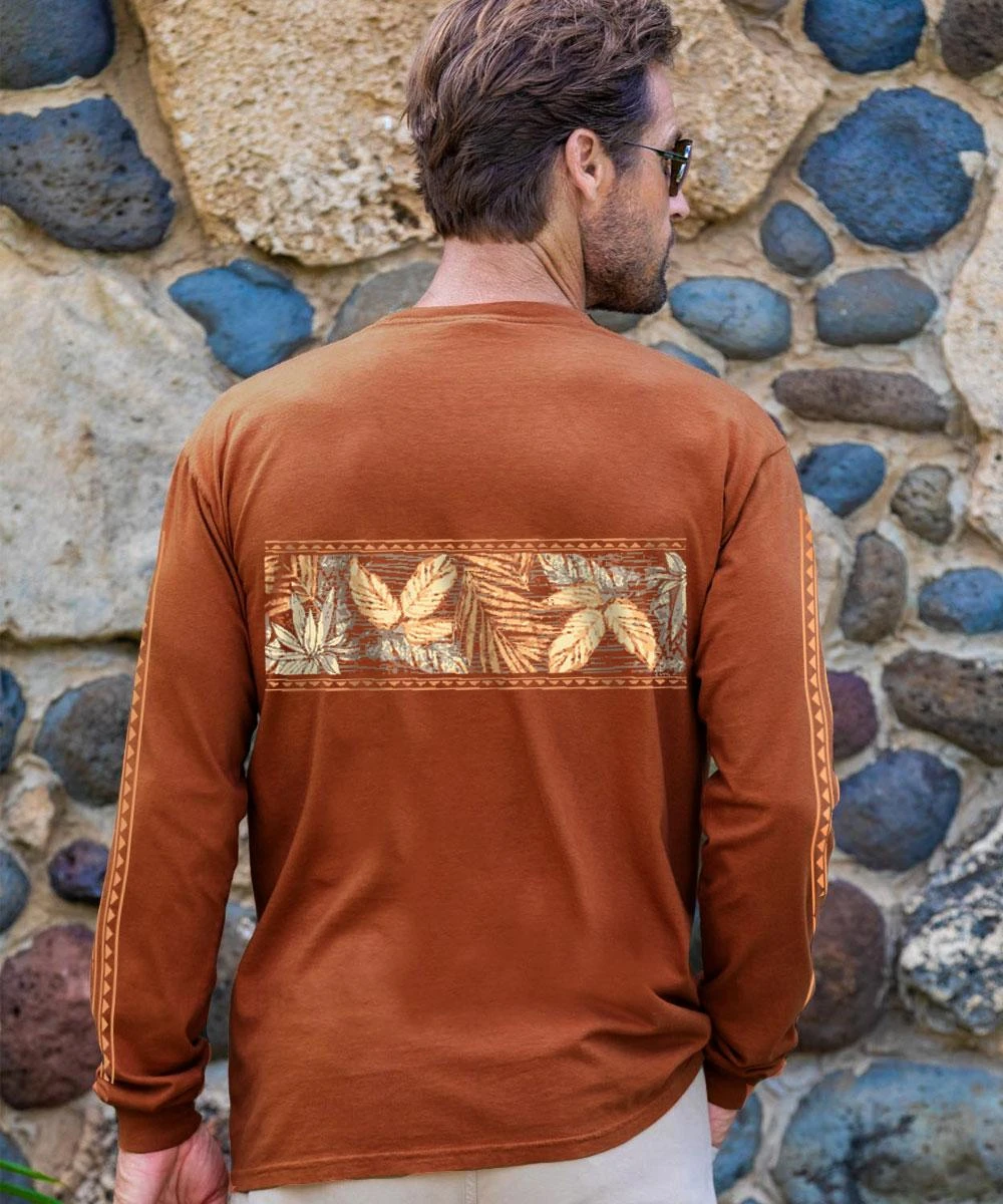 Island Tropical Band - Cinnamon Dyed Long Sleeve Crewneck T-Shirt 2 Island Tropical Band - Cinnamon Dyed Long Sleeve Crewneck T-Shirt - Image 2