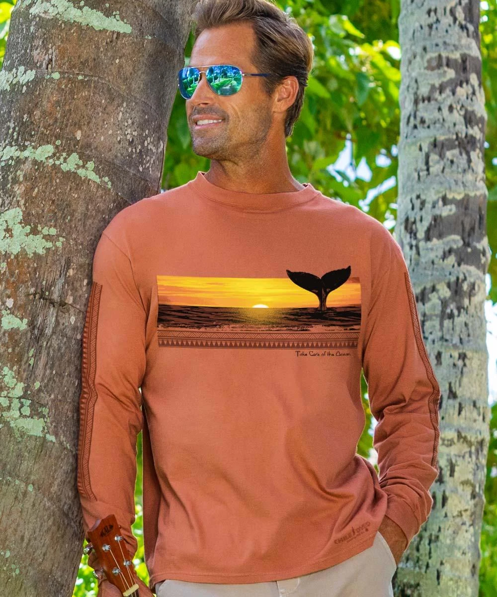 Tribal Whale Band - Chile Dyed Long Sleeve Crewneck T-Shirt 1 Tribal Whale Band - Chile Dyed Long Sleeve Crewneck T-Shirt