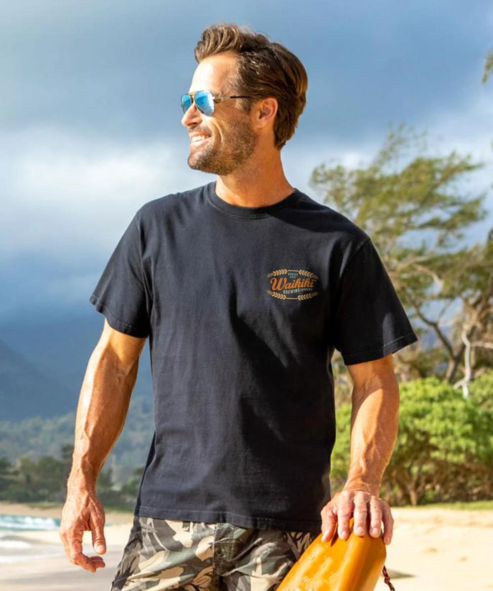 Waikiki Brewing Co Beer Row - Black Short Sleeve Crewneck T-Shirt 2 Waikiki Brewing Co Beer Row - Black Short Sleeve Crewneck T-Shirt - Image 2