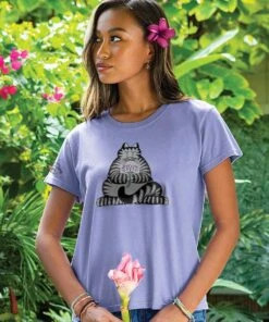 B. Kliban Yoga Cat - Lavender Dyed Short Sleeve Crewneck T-Shirt