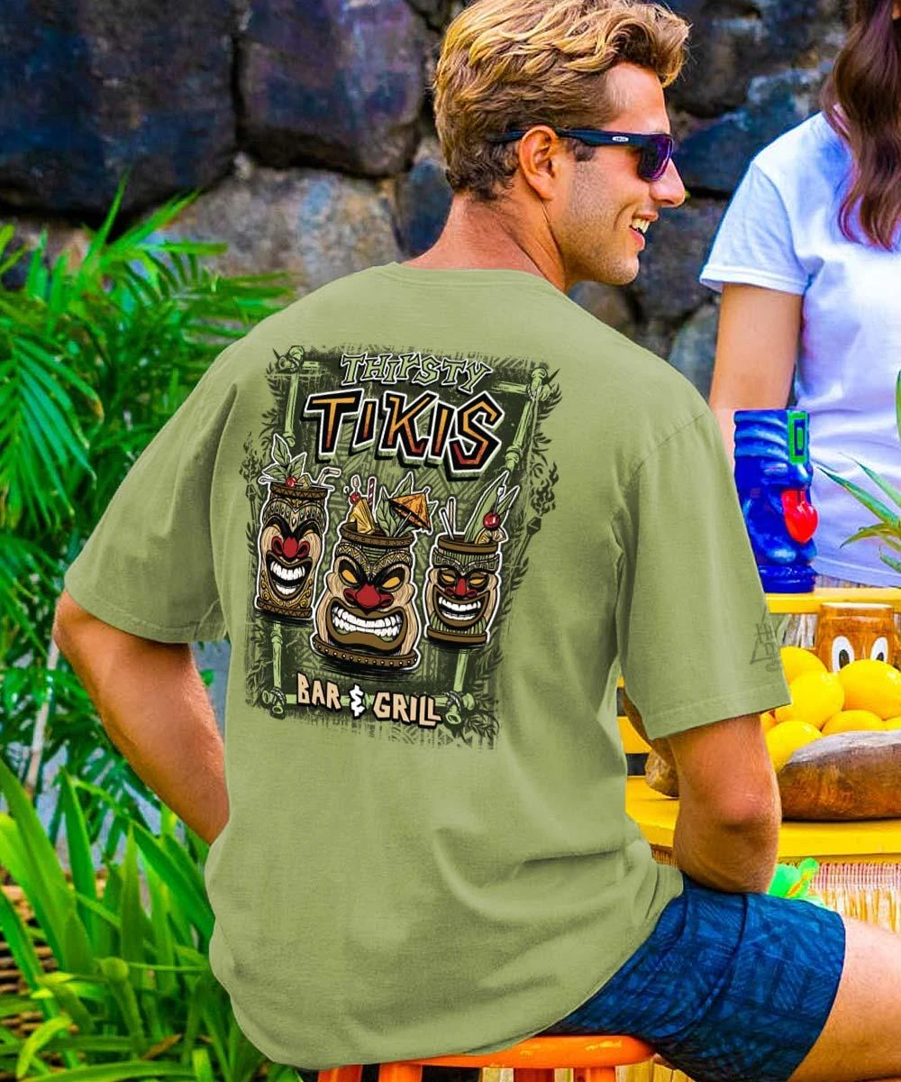 Thirsty Tikis - Hemp Dyed Short Sleeve Crewneck T-Shirt 2 Thirsty Tikis - Hemp Dyed Short Sleeve Crewneck T-Shirt - Image 2