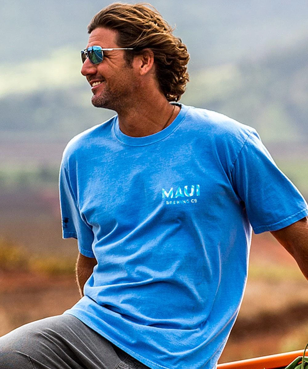 Maui Brewing Co New Big Swell - Blue Hawaii Dyed Short Sleeve Crewneck T-Shirt 2 Maui Brewing Co New Big Swell - Blue Hawaii Dyed Short Sleeve Crewneck T-Shirt - Image 2