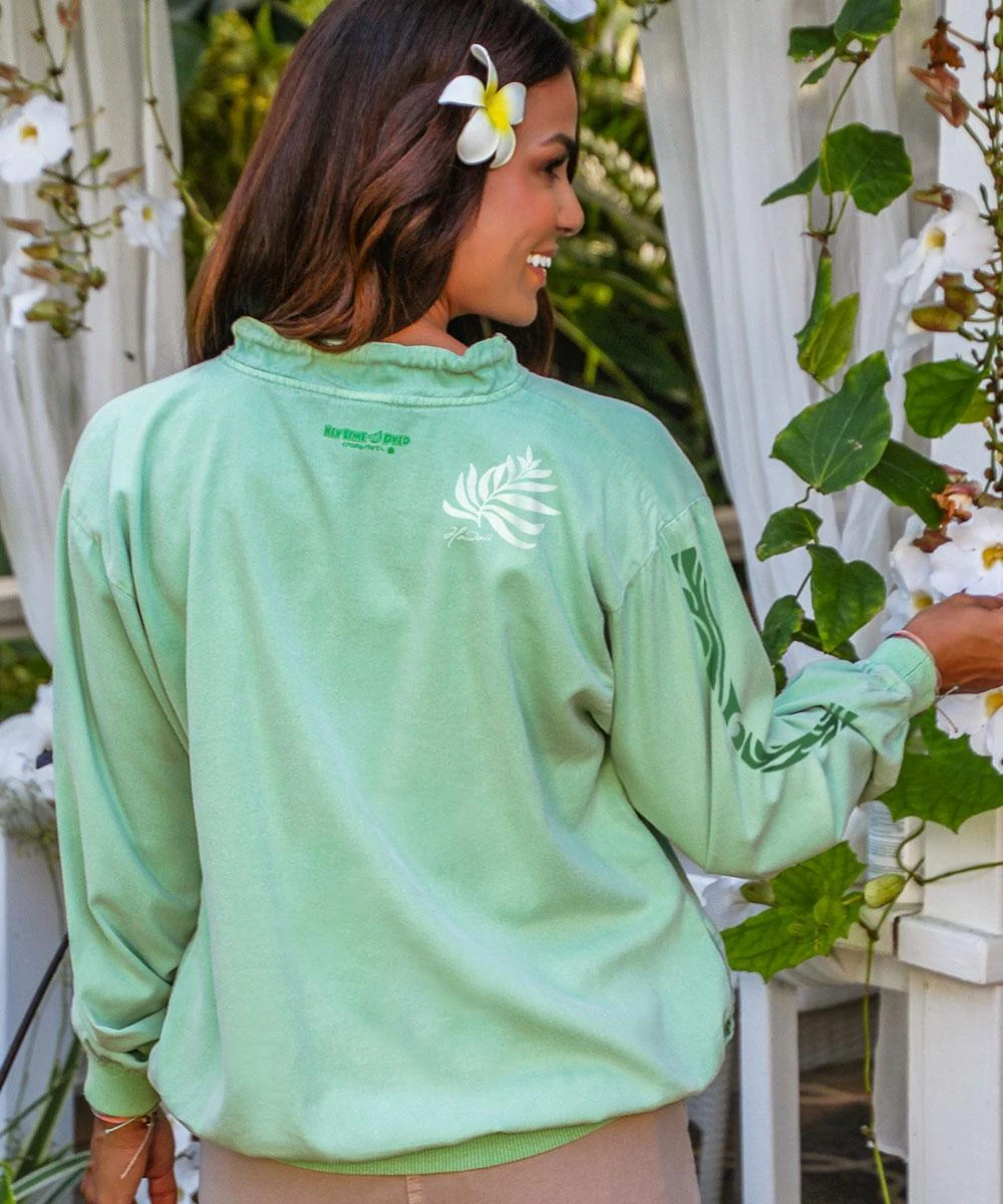 Mapuana - Key Lime Dyed Long Sleeve Lightweight Pullover 2 Mapuana - Key Lime Dyed Long Sleeve Lightweight Pullover - Image 2