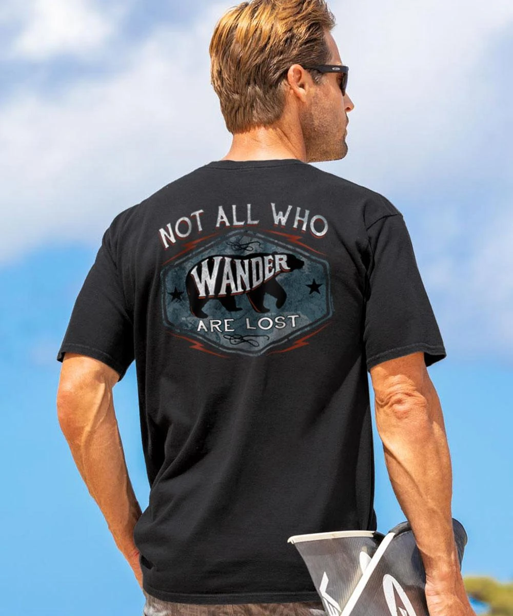 Wander - Black Short Sleeve Crewneck T-Shirt 1 Wander - Black Short Sleeve Crewneck T-Shirt