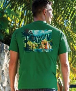 Tropical Watercolor Sail - Wintergreen Dyed Short Sleeve Crewneck T-Shirt