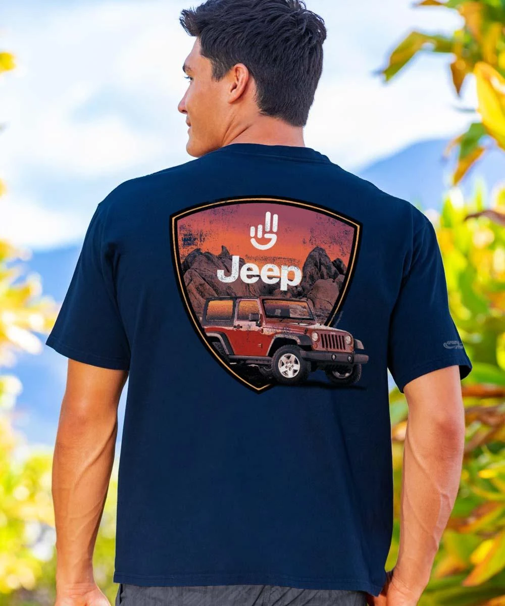 Jeep Wave Scenic - Navy Short Sleeve Crewneck T-Shirt 1 Jeep Wave Scenic - Navy Short Sleeve Crewneck T-Shirt