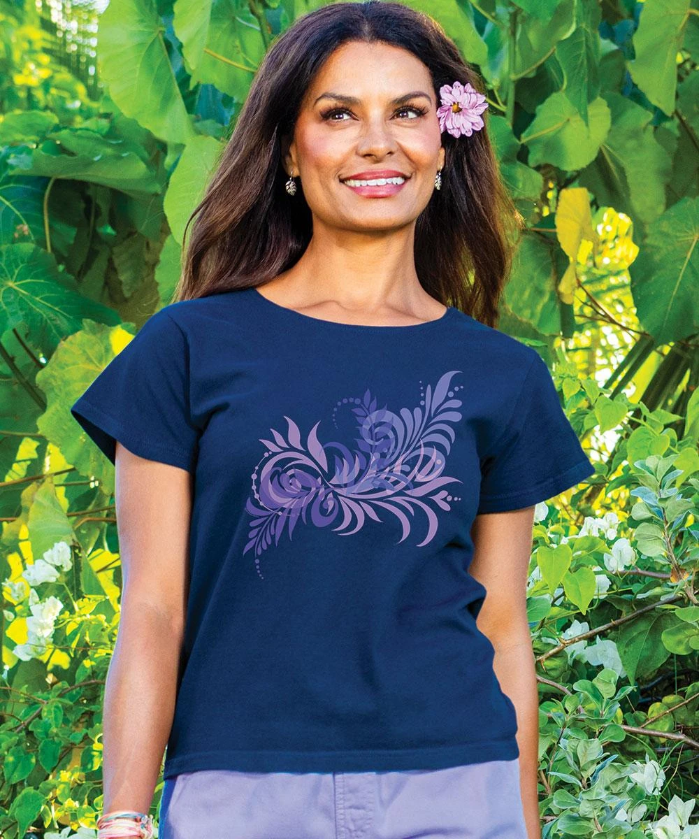 Forest Wrap - Navy Short Sleeve Scoop Neck T-Shirt 1 Forest Wrap - Navy Short Sleeve Scoop Neck T-Shirt