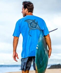 Ehukai Manta - Blue Hawaii Dyed Short Sleeve Crewneck T-Shirt