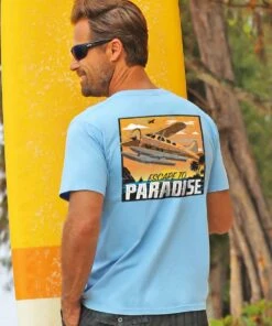 Escape To Paradise - Blue Sky Short Sleeve Crewneck T-Shirt