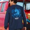 Maui Brewing Co New Big Swell - Navy Long Sleeve Crewneck T-Shirt