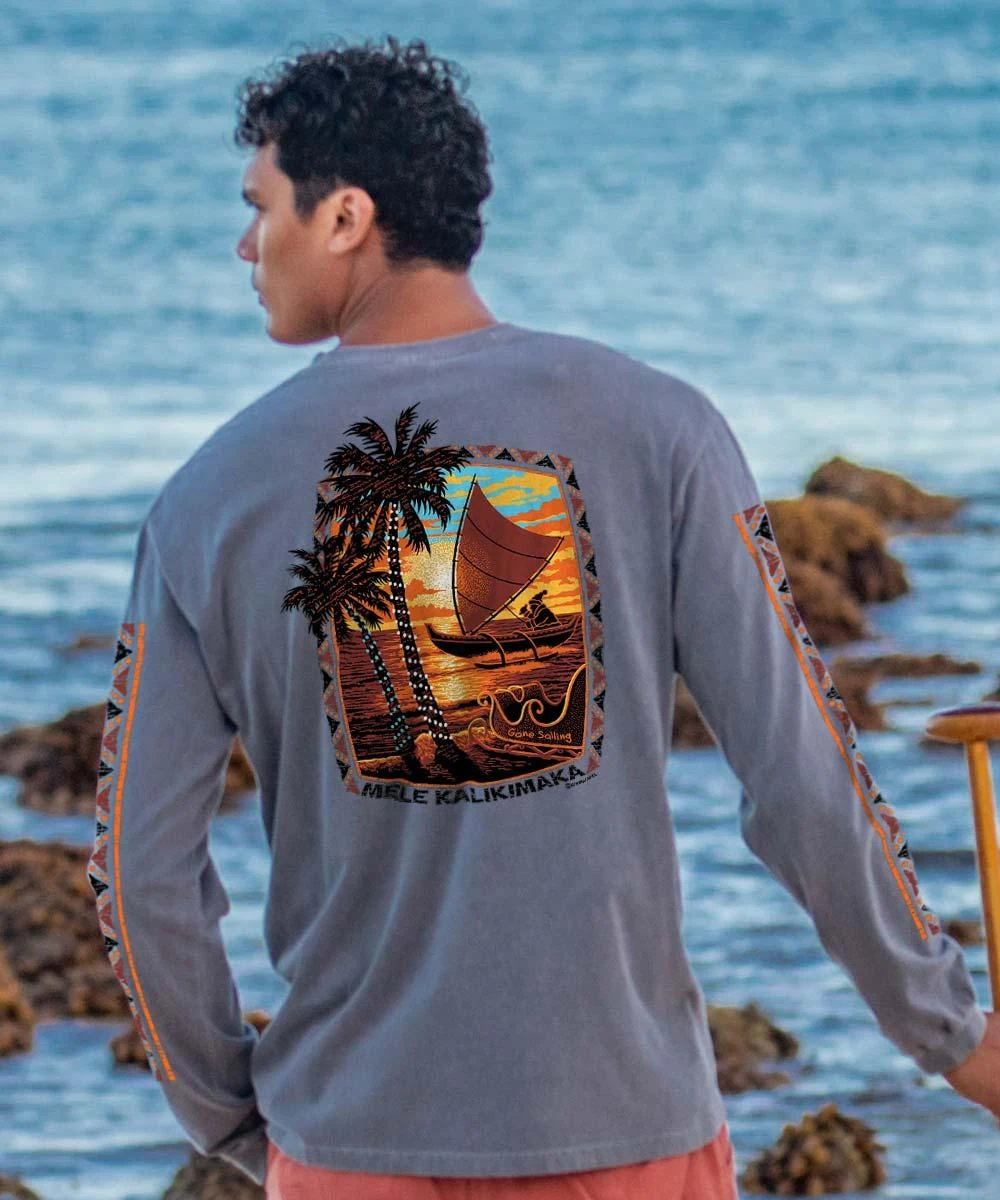 Gone Sailing Santa - Crater Dyed® Long Sleeve Crewneck T-Shirt 1 Gone Sailing Santa - Crater Dyed® Long Sleeve Crewneck T-Shirt