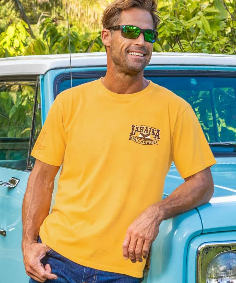 Old Town Lahaina - Pineapple Dyed Short Sleeve Crewneck T-Shirt 2 Old Town Lahaina - Pineapple Dyed Short Sleeve Crewneck T-Shirt - Image 2