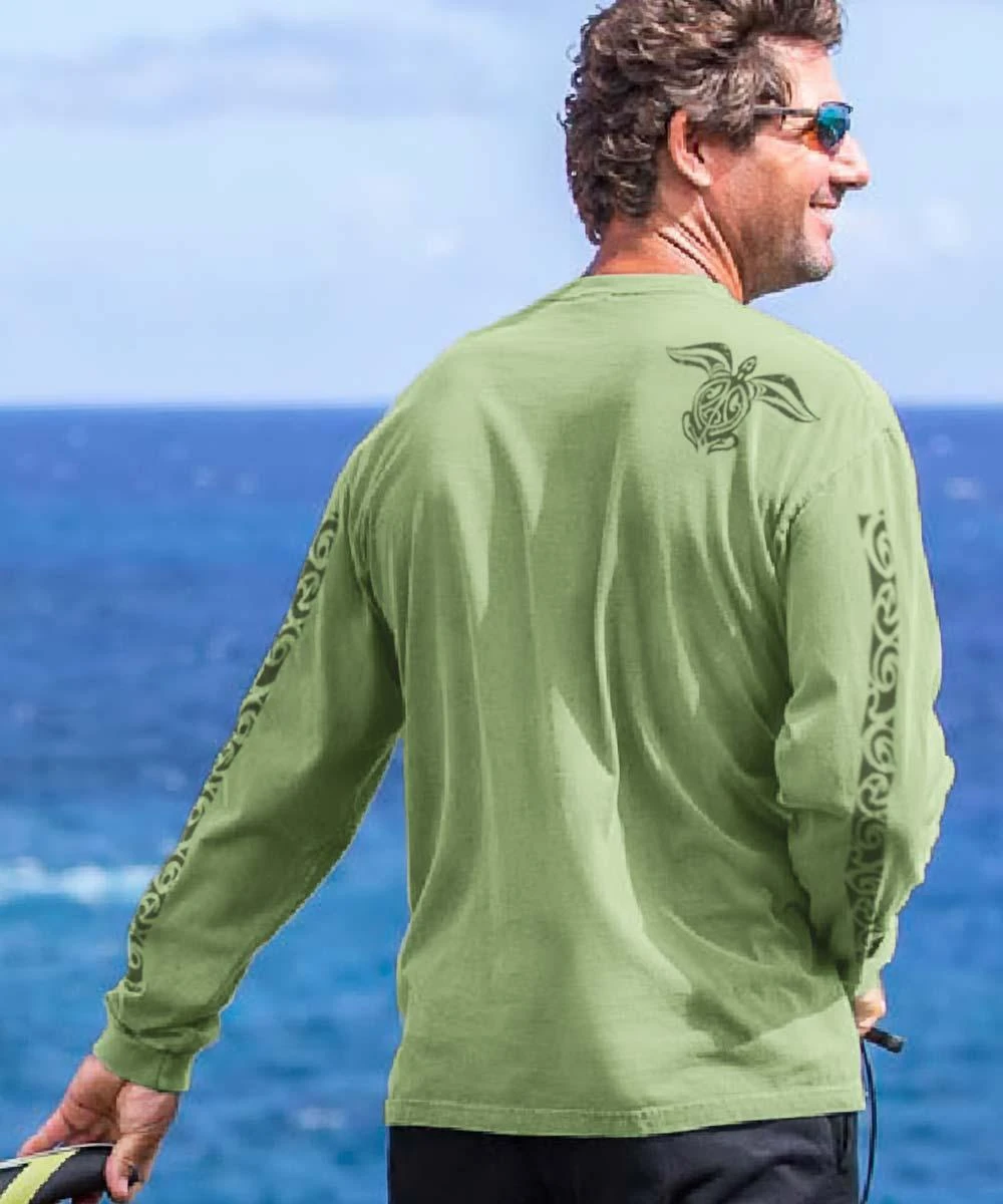 Honu Mano Legend - Hemp Dyed Long Sleeve Crewneck T-Shirt 2 Honu Mano Legend - Hemp Dyed Long Sleeve Crewneck T-Shirt - Image 2