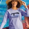 Wyland® Whale Tail Brushed - Lavender Dyed Long Sleeve Crewneck T-Shirt