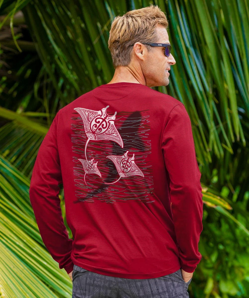 Cruzing Manta Mano - Rugby Red Long Sleeve Pima T-Shirt 1 Cruzing Manta Mano - Rugby Red Long Sleeve Pima T-Shirt