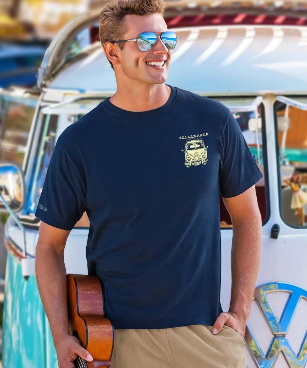 Volkswagen Sketched Van - Navy Short Sleeve Crewneck T-Shirt 2 Volkswagen Sketched Van - Navy Short Sleeve Crewneck T-Shirt - Image 2