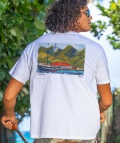 Painted Lahaina - White Short Sleeve Crewneck T-Shirt