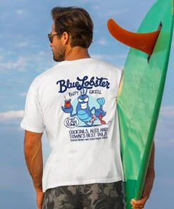 Blue Lobster - White Short Sleeve Crewneck T-Shirt