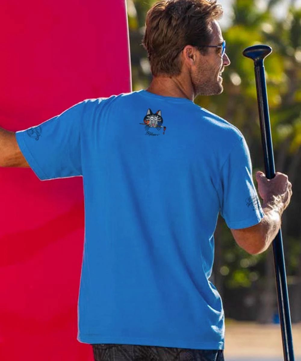 B. Kliban Artist Cat - Blue Hawaii Dyed Short Sleeve Crewneck T-Shirt 2 B. Kliban Artist Cat - Blue Hawaii Dyed Short Sleeve Crewneck T-Shirt - Image 2
