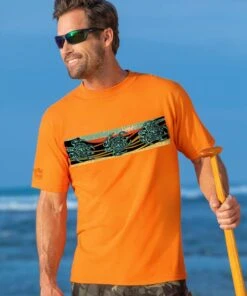 Tribal Tri Honu - Apricot Dyed Short Sleeve Crewneck T-Shirt