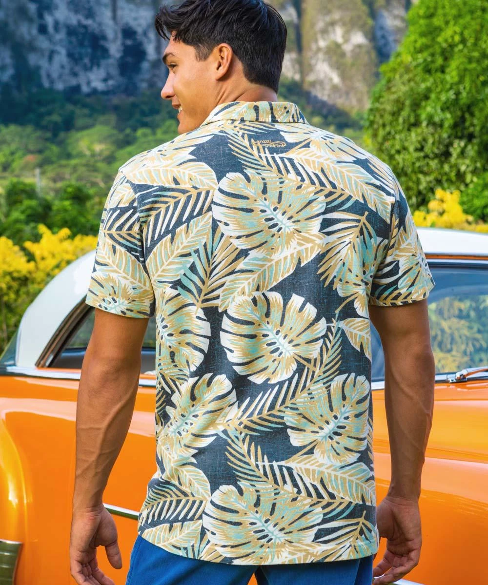 Kia’i - Blue/Tan Short Sleeve Hawaiian Polo Shirt 2 Kia’i - Blue/Tan Short Sleeve Hawaiian Polo Shirt - Image 2