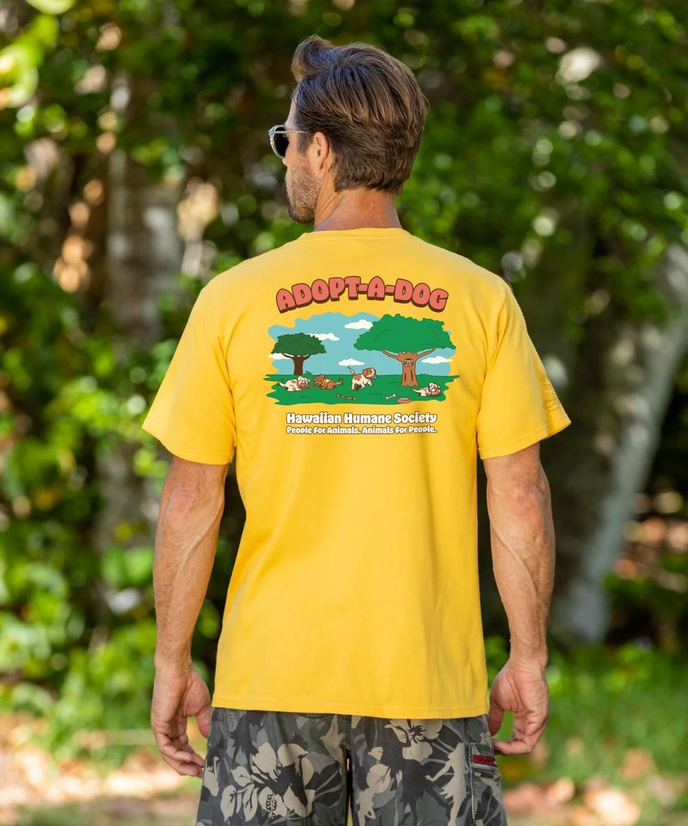 Hawaiian Humane Society Canine BBQ - Pineapple Dyed Short Sleeve Crewneck T-Shirt 2 Hawaiian Humane Society Canine BBQ - Pineapple Dyed Short Sleeve Crewneck T-Shirt - Image 2