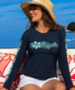 Pua Lani Band - Navy Long Sleeve Crewneck T-Shirt