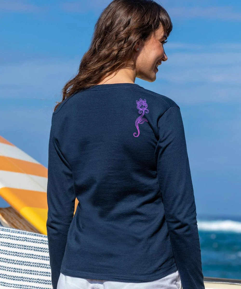 Ashanti - Navy Long Sleeve Crewneck T-Shirt 2 Ashanti - Navy Long Sleeve Crewneck T-Shirt - Image 2