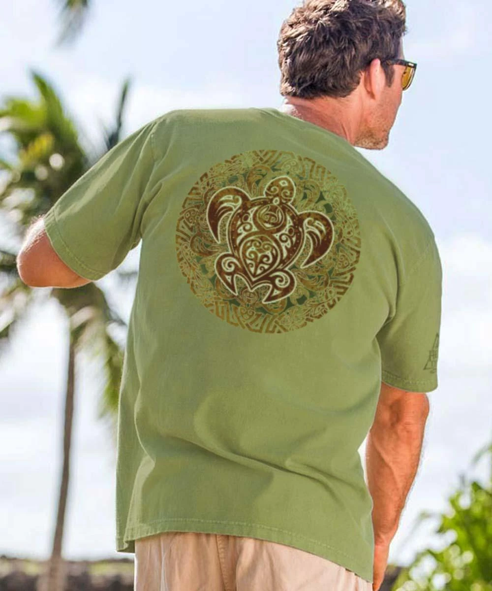 Tribal Turtle - Hemp Dyed Short Sleeve Crewneck T-Shirt 1 Tribal Turtle - Hemp Dyed Short Sleeve Crewneck T-Shirt