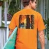 Beach Tiki Sunset - Apricot Dyed Short Sleeve Crewneck T-Shirt