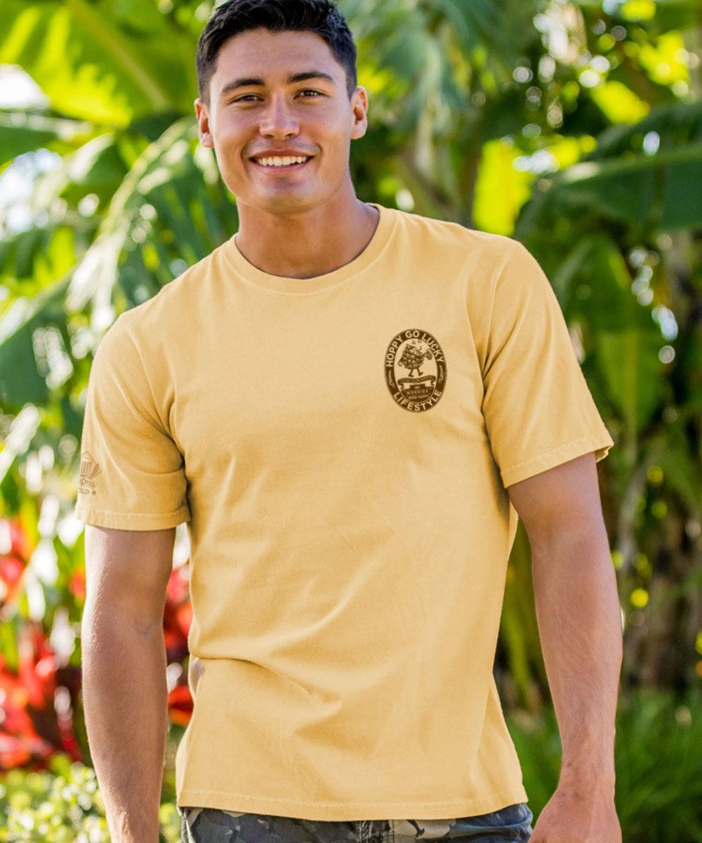 Hoppy Go Lucky - Beer Dyed Short Sleeve Crewneck T-Shirt 2 Hoppy Go Lucky - Beer Dyed Short Sleeve Crewneck T-Shirt - Image 2