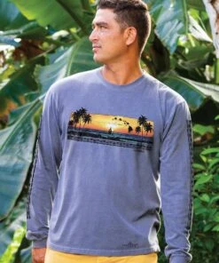 Panoramic Sunset - Crater Dyed® Long Sleeve Crewneck T-Shirt