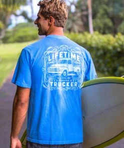 Lifetime Trucker - Blue Hawaii Dyed Short Sleeve Crewneck T-Shirt