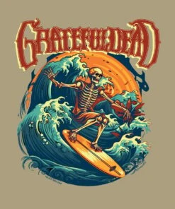 Grateful Dead Surfs Up - Kona Coffee Dyed Short Sleeve Crewneck T-Shirt -Freedom Style Shop 9f9efda1 400f 42ba b8fb 11fee3eeb1ab