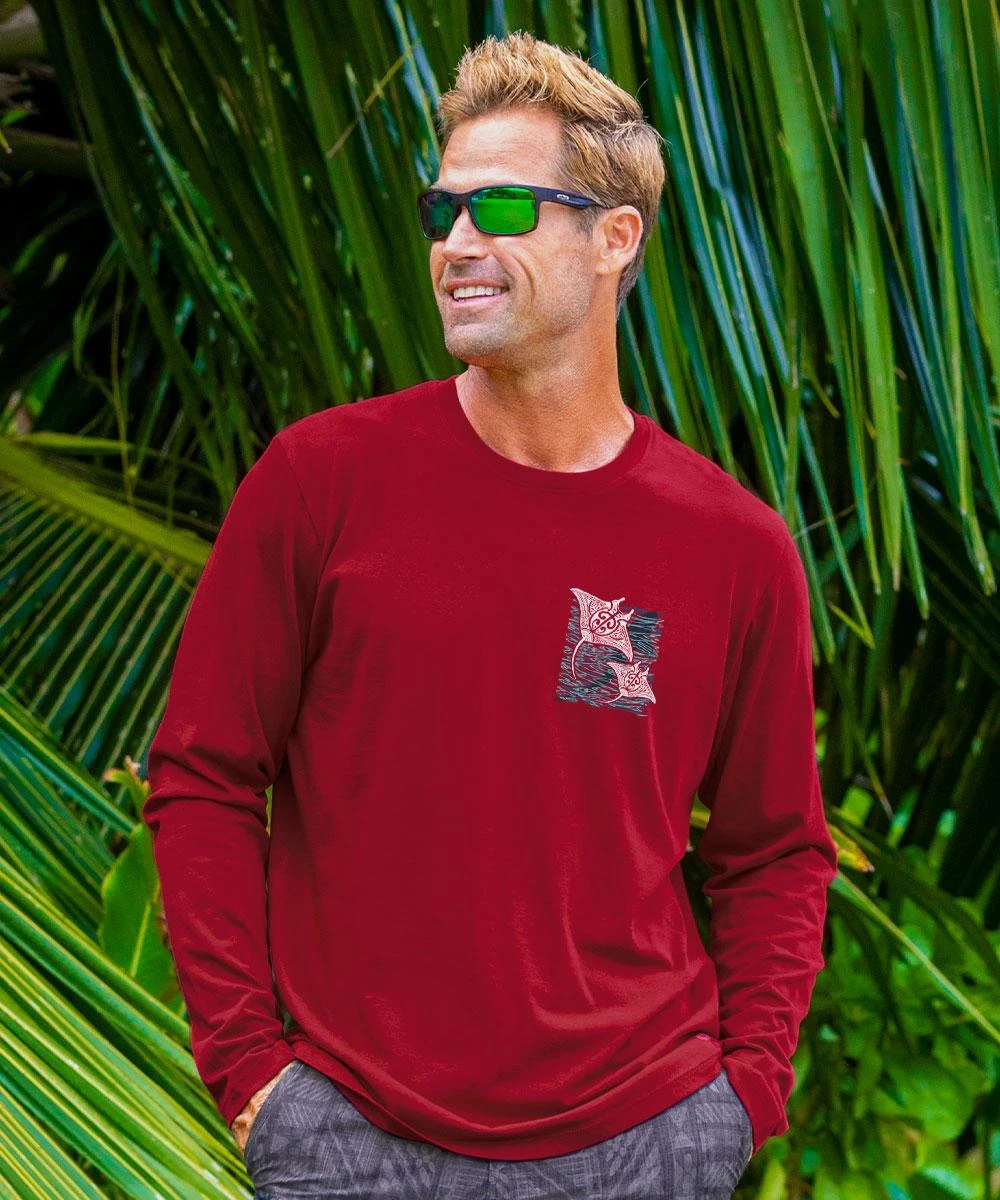 Cruzing Manta Mano - Rugby Red Long Sleeve Pima T-Shirt 2 Cruzing Manta Mano - Rugby Red Long Sleeve Pima T-Shirt - Image 2