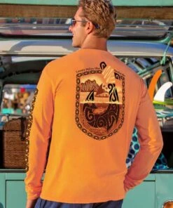 Lawaia Makau Ulua - Apricot Dyed Long Sleeve Crewneck T-Shirt