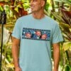 Twilight Floral Band - Cool Blue Short Sleeve Pima T-Shirt