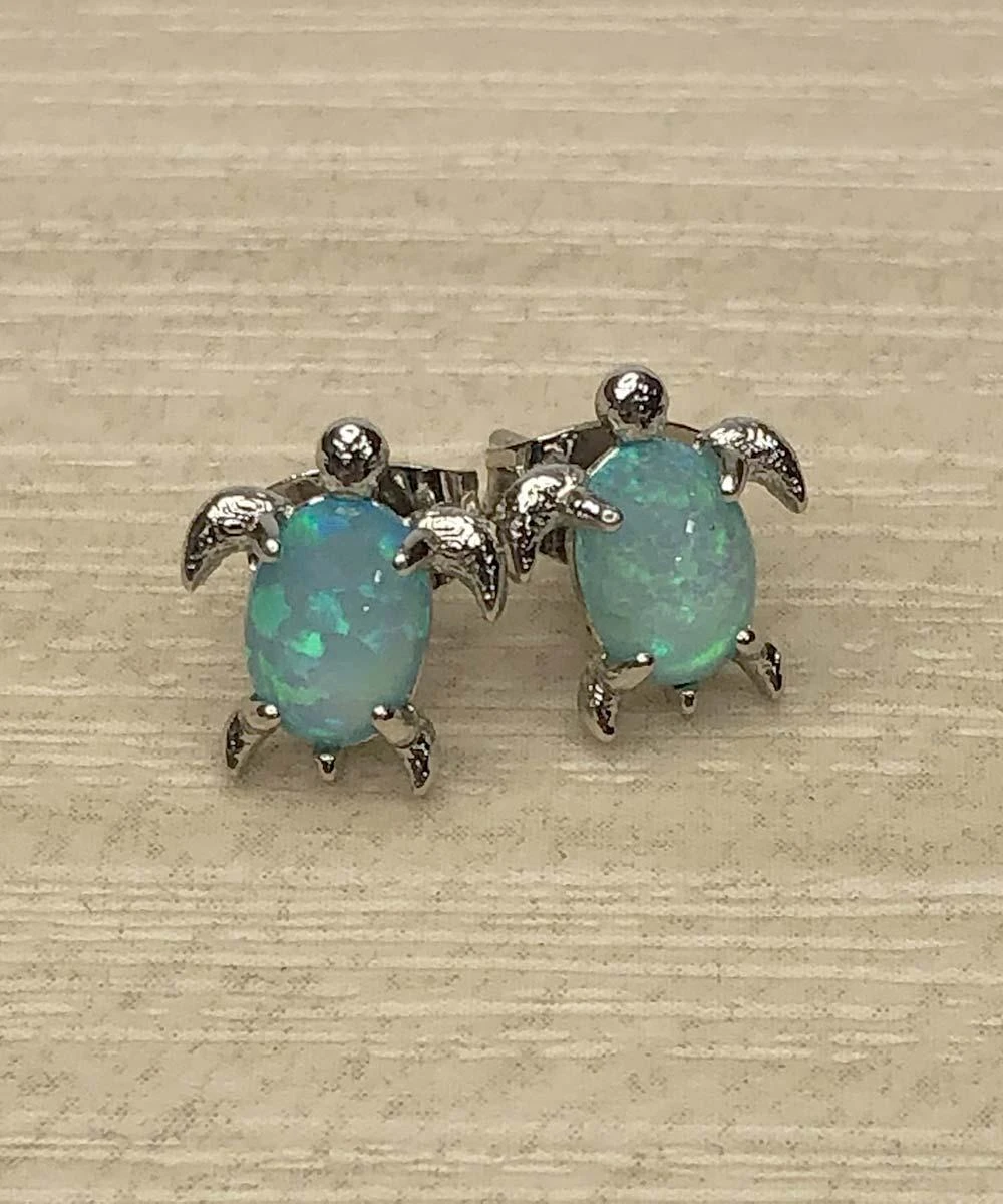 Puravida Silver Opal Sea Turtle Earrings 2 Puravida Silver Opal Sea Turtle Earrings - Image 2