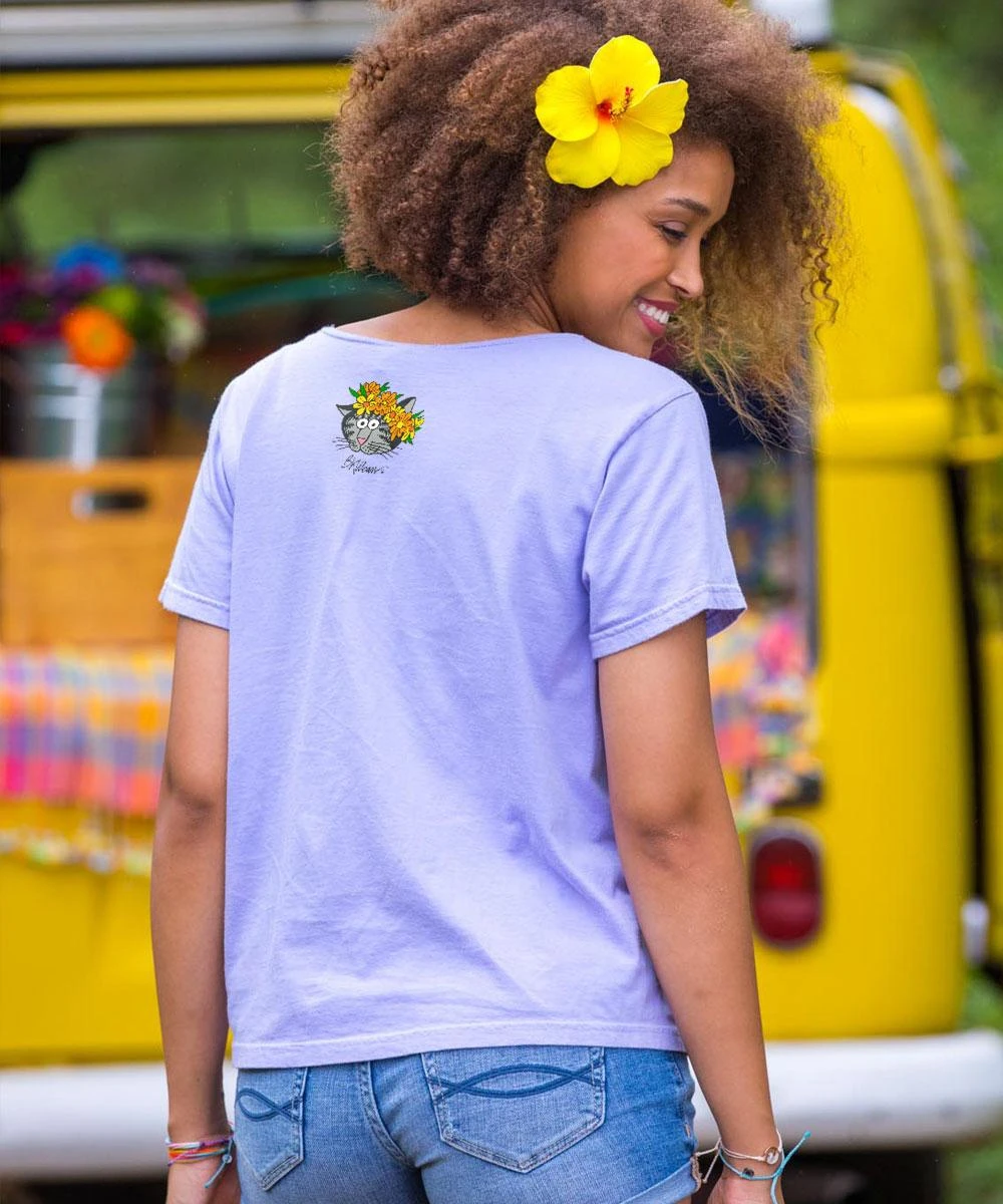 B. Kliban Hot Tub Cats - Lavender Dyed Short Sleeve Scoop Neck T-Shirt 2 B. Kliban Hot Tub Cats - Lavender Dyed Short Sleeve Scoop Neck T-Shirt - Image 2