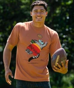 B. Kliban One Handed Catch - Cinnamon Dyed Short Sleeve Crewneck T-Shirt