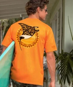 Tribal Manta Surf - Apricot Dyed Short Sleeve Crewneck T-Shirt