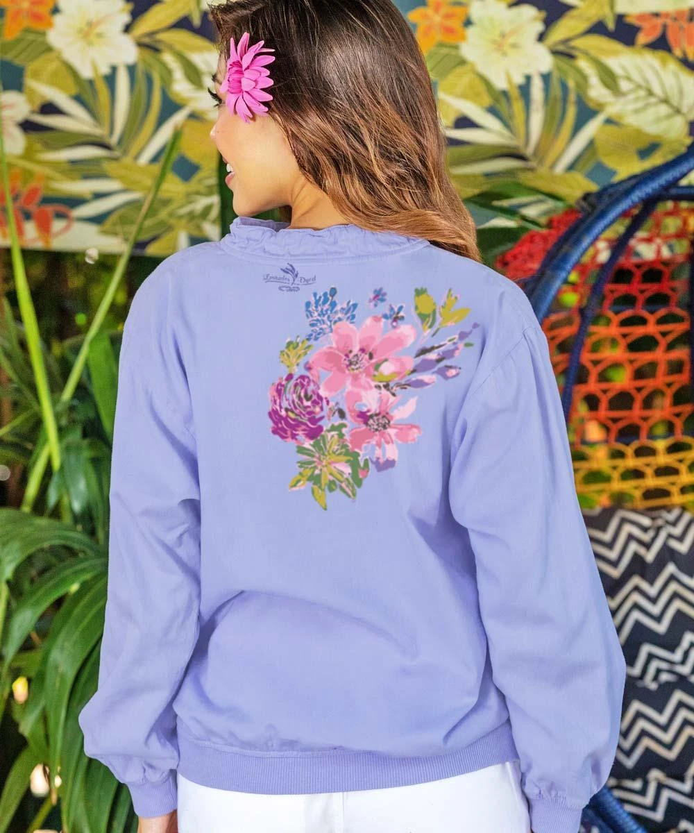 Splash Of Floral - Lavender Dyed Long Sleeve Lightweight Pullover 2 Splash Of Floral - Lavender Dyed Long Sleeve Lightweight Pullover - Image 2