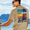 Tropical Sunset Sail - Kona Coffee Dyed Short Sleeve Crewneck T-Shirt